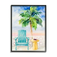 Stupell Industries trópusi tengerparti szék pálmafa tengerparti festmény keretes fal művészet, 14, Lanie Loreth tervezése