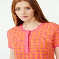 Ingyenes összeszerelés Női rövid ujjú tweed pulóver póló, középsúly