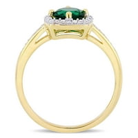 Miabella női karátos T.G.W. Létrehozott smaragd és karátos gyémánt 10 kt sárga arany halo gyűrű