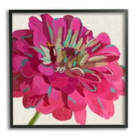 Stupell Industries élénk rózsaszín dahlia virág virágzás botanikus és virágfestmény fekete keretes művészeti nyomtatási fal művészet