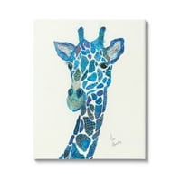 Stupell Industries kék zsiráf változatos kollázsválaszték Állatfestés grafikus galéria csomagolt vászon nyomtatott fali művészet,