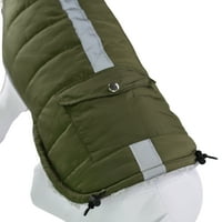 Élénk élet kutya ruhák: zöld fényvisszaverő Puffer kabát Fau szőrme nyírt kapucnival, M