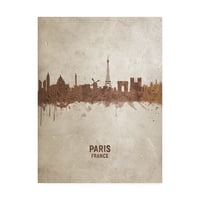 Védjegy Szépművészet 'Párizs France Rust Skyline' vászon művészete, Michael Tompsett