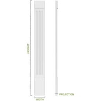 6 W 90 H 2 P Két egyenlő sík panel PVC Pilaster W dekoratív tőke és bázis