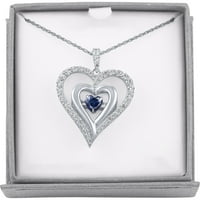 Ragyogó finom ékszerek a nők által létrehozott kék zafír és köbös cirkónium -mozgó szív medál sterling ezüstben