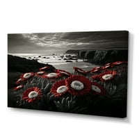 Designart Red Flowers a Coast I Canvas falművészet