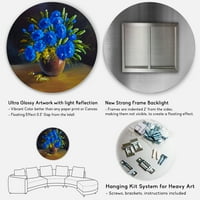Designart 'csendélet Egy csokor kék vadvirágokból váza' hagyományos körfém fali művészet - 11 lemez