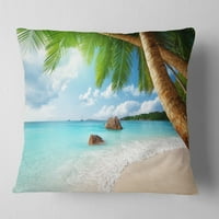 Designart Praslin Island Seychelles Beach - Seashore Photo Throw párna - 16x16