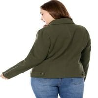 Nők plusz méretű ferde cipzáras bezárás moto dzseki zöld