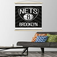 Brooklyn Nets - Logo fali poszter fa mágneses kerettel, 22.375 34