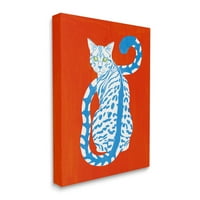 Stupell Industries kék pillantás macska merész modern design grafikus galéria csomagolt vászon nyomtatott fali művészet, design