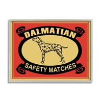 Stupell Industries Vintage Dalmatian Safety Matches illusztráció Red Yellow, 30 éves, Mark Rogan tervezte