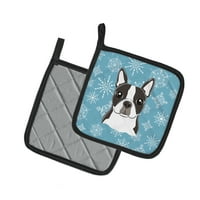 Carolines Treasures BB1637PTHD hópehely Boston Terrier pár edénytartó 7.5HX7. 5W, Többszínű