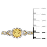 Carat T.G.W. Citrin, Fehér Zafír és Carat T.W. Gyémánt 10KT sárga arany halo végtelen gyűrű