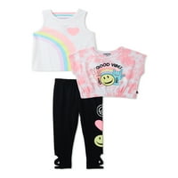 Limited Tooute Toddler Girls 'Tank teteje, póló és nadrágkészlet, 3 darab