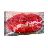 A Wynwood Studio divat és a glam fali művészet vászon rozsdás szerelem ajkak - piros, fehér
