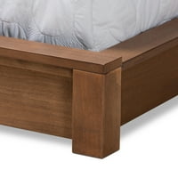 Baxton Studio Elina kortárs modern tervezett fa tárolóplatform ágy, King, Walnut Brown