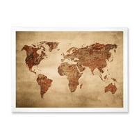 Designart 'ókori világtérkép vii' Vintage keretes művészeti nyomtatás
