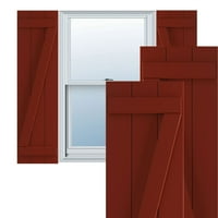 Ekena Millwork 1 8 W 31 H True Fit PVC Három tábla csatlakozott a Board-N-Batten redőnyöknek W Z-Bar, Pepper Red