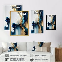 Designart Absztrakt Geode Gold és Blue márvány I Canvas Wall Art