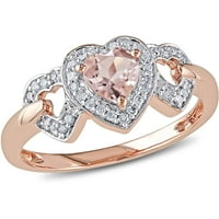 Tangelo Carat T.G.W. Morganite és Carat T.W. Gyémánt 10KT rózsa arany szívgyűrű