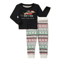 Derek Heart Dachshund ünnepi illesztő család karácsonyi pizsamák kisgyermekem unise hüvelykéje, 2 darab, méretek hónapok-5T