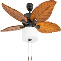Prominencia otthon 50841- Artisan öböl trópusi idős bronz beltéri mennyezeti ventilátor, LED vászon szövet, sötét cseresznye