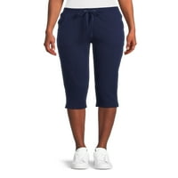 Realizálja a nők francia Terry Cloth Capri nadrágját zsebekkel, XS-XXXL