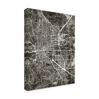 Védjegy Szépművészet 'Boulder Colorado City Map Black' vászon művészete, Michael Tompsett