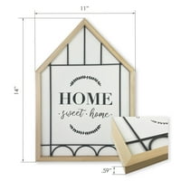 Harbortown „Home Sweet Home” fa keret ház fali dekoráció silkscreen nyomtatással hálószobához, konyhához, nappalihoz és otthonhoz