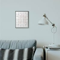 Stupell Industries Happy Crossword Family Home inspiráló szó fekete -fehér formatervezés Keretezett Giclee Texturized Art by