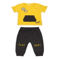 Petit Lem Baby Boy póló és nadrágos ruhák, 2dc
