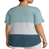 Terra & Sky női plusz méretű színe blokkolt rövid ujjú póló