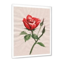 Designart 'ókori vörös rózsa virág ii' hagyományos keretes művészeti nyomtatás