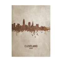 Védjegy Képzőművészet 'Cleveland Ohio Rust Skyline' vászon művészete, Michael Tompsett