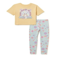 A lányok húsvéti grafikus póló és nadrágos ruhák, 2-darab, 4-18 méretének megünneplése módja
