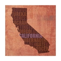 Védjegy Képzőművészet 'Kaliforniai Állami Szavak' vászon művészete: Red Atlas Designs