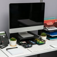 Gondolatolvasó fiókok fém háló PC, Laptop, Imac Monitor állvány és íróasztal szervező, Fekete