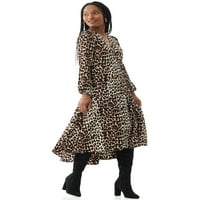 Scoop Women's Leopard Print Maxi Wrap ruha