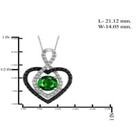 2. Carat T.G.W. Chrome Diopside és fekete-fehér gyémánt akcentus ezüst 3 darabos ékszerkészlet