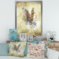 Designart 'Beige Vintage Flowers' Vintage Framed Art Print