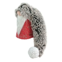 13 Piros szürke és fehér hosszú bolyhos kalap GNOME karácsonyi dekoráció