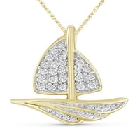 JewelersClub Carat T.W. Fehér gyémánt 14K arany az ezüst vitorlás medál felett