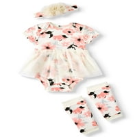 Miniville Baby Girls tutu bodysuit, lábmelegítő és fejpánt, 3 darabos készlet