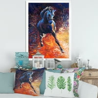 Designart 'Galoping Blue Horse' Portréja 'parasztház keretes művészeti nyomtatás