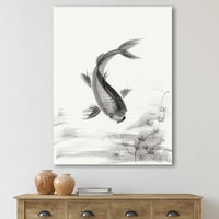 Designart 'Fekete -fehér szüreti halak I' Tengeri és tengerparti vászon fali művészet nyomtatás