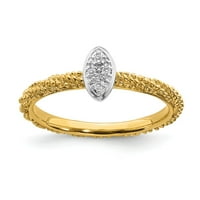 Gyémánt sterling ezüst sárga aranyozott gyűrű