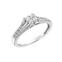 KEARTAKE 1 4CT TW hercegnő-vágású gyémánt 10KT fehér arany eljegyzési gyűrű