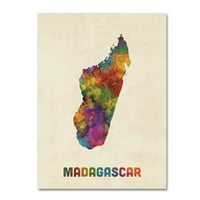 Védjegy Szépművészet 'Madagaszkár akvarell térkép' vászon művészete, Michael Tompsett
