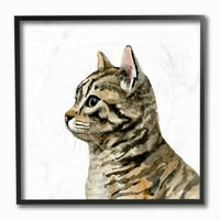 A Stupell Industries akvarell macska portré cica ház Pet Minimal Framamed Wall Art Design, Victoria Barnes, 12 12